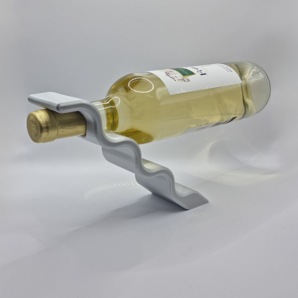 Support pour bouteille effet lévitation au motif de vagues en couleur aluminium