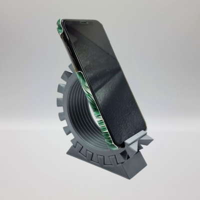 Support pour téléphone au design d'engrenage avec inclinaison de l'écran réglable